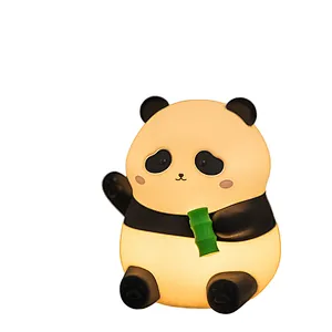 ICARER FAMILY Panda Shape Silicone Night Lamp Tap Cute Smart Rechargeable Custom Night Light for Home Decor