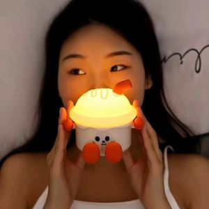 Cute Anime Ice Cream Mini Table Lamp Rechargeable Desk Light with Legs Phone Holder Kids Night Light for Children