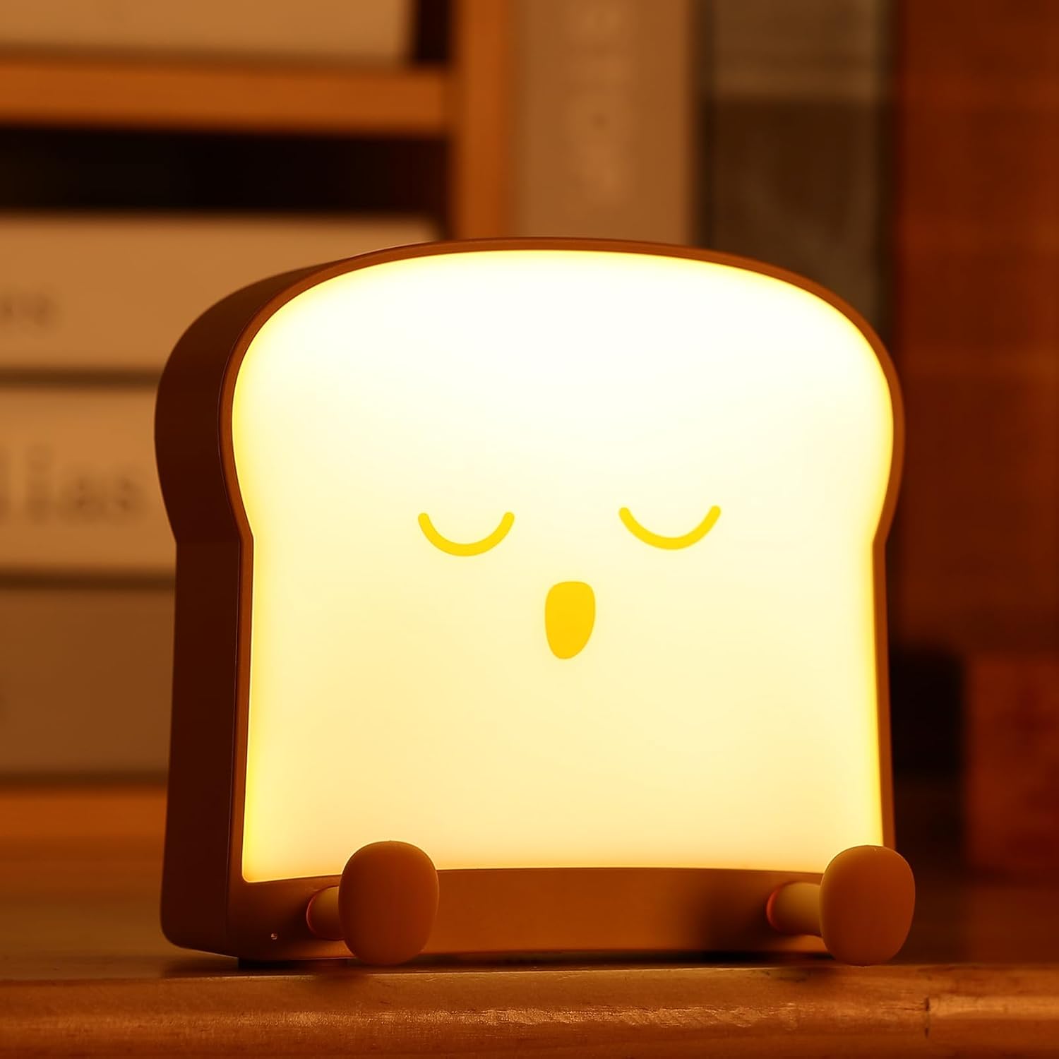 Home Lamp Decor Toast Shape Switch with Legs Phone Holder USB Mini Table Lamp for Kids Night Light Room Decoration