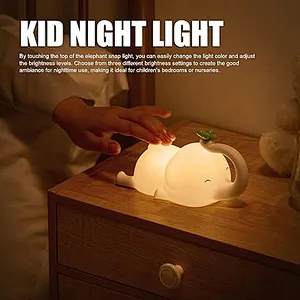 Rechargeable Cute Elephant Silicone Night Light LED Mobile Phone Holder Clapping Lamp Mini Sizes for Kids Room