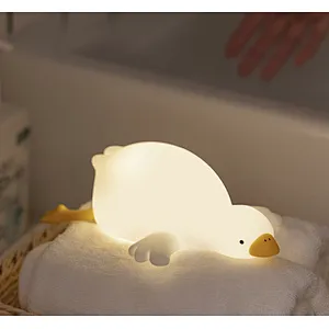 Cute Little Goose Kids Gift Room Decoration Rechargeable Cartoon Duck Light Lamps Silicone Luminous Pillow Toy Led Light