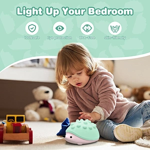 ICARER FAMILY Modern Mini Hedgehog LED Night Light Rechargeable USB Powered Bedroom Projector Silicone Material Touch Switch