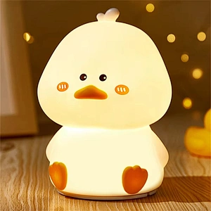 Children Night Light Soft Silicone Cute Duck LED Lamp Rechargeable Night Light for Kids Room and Home Decor