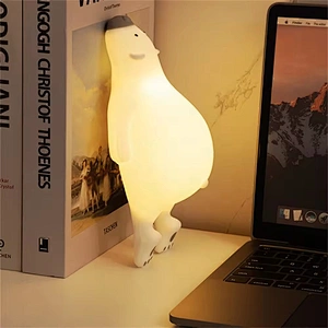 Kawaii Bear Soft Silicone Tap Control Dimmable Touch Table Phone Holder Lamp Kids Night Light for Children Baby Gift
