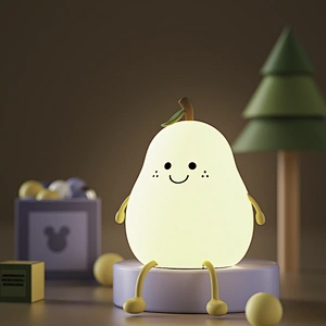 Minimalist Style Cute Silicone Flower Pear Lamp Portable LED Night Light Cozy Ambiance Warm White Touch Children's Room Home Use