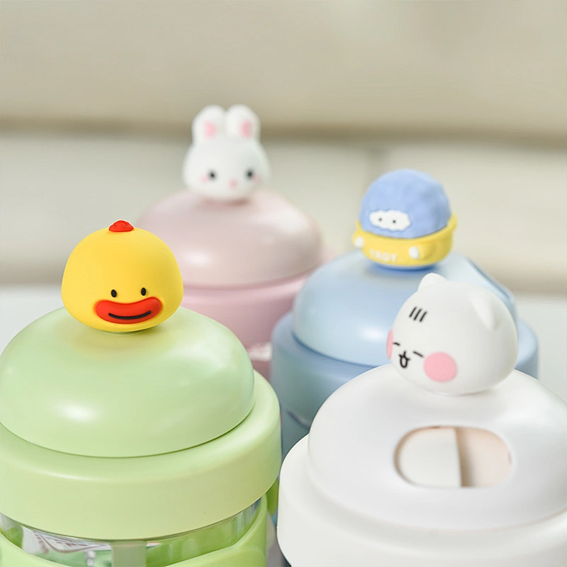 ICARER FAMILY Cartoon Cup Cute ABS Silicone Soft Feeling Cartoon Cup Coffee for Babies Girl Boys Children Sporting