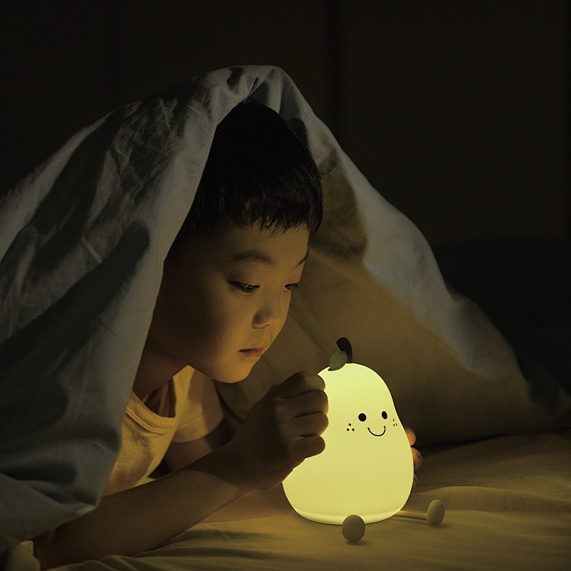 Pear Soft Silicone Rechargeable Tap Touch Sensor Night Light Led Lamps for Children Bedroom Baby Sleep Light Bedside Table Lamp
