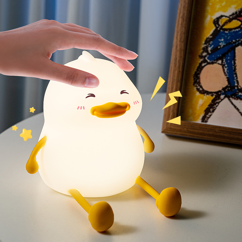 Cute Birthday Gift Christmas Present Duck Tap Control Squeezed Toy Silicone Night Light Lamp for Bedroom Home Decor