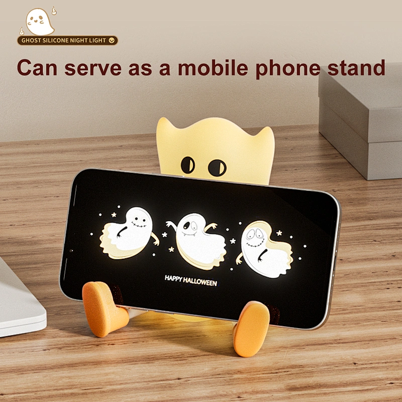 Touch Light Ghost Silicone LED Night Light Cute Rechargeable Lamp for Desk and Bedroom