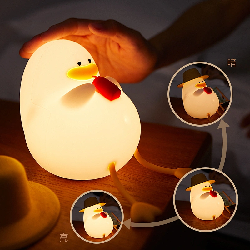 Cute Duck Pat Touch Table Lamp Smart Toy Light USB Kids Night Light for Bedroom with Legs Led Animal Light