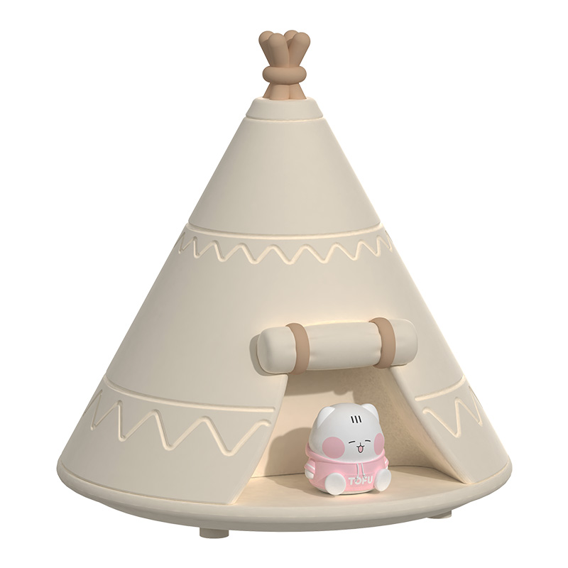 ICARER FAMILY Mini LED Night Light Tent Modern Cute Silicone Design Home Apartment USB Rechargeable Touch Power Bedroom Use