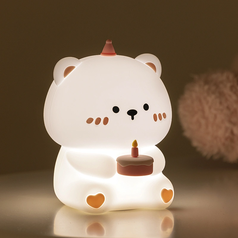 The Silicone Cake Bear Patted the Night Light Cute Timing Three Levels Dimming with Holiday Gift Bedroom Atmosphere Light
