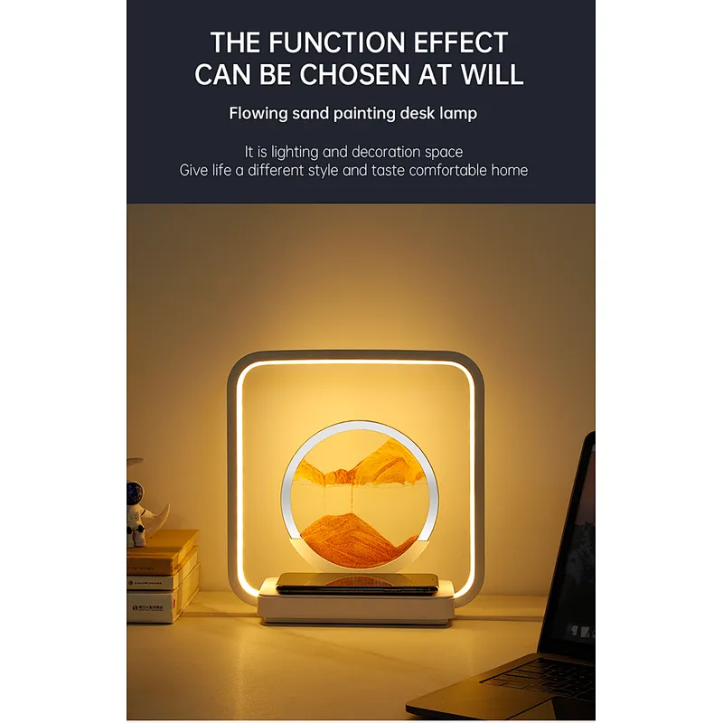 Flowing Sand Art Lamp  Unique LED Table Light for Bedroom and Office Decoration