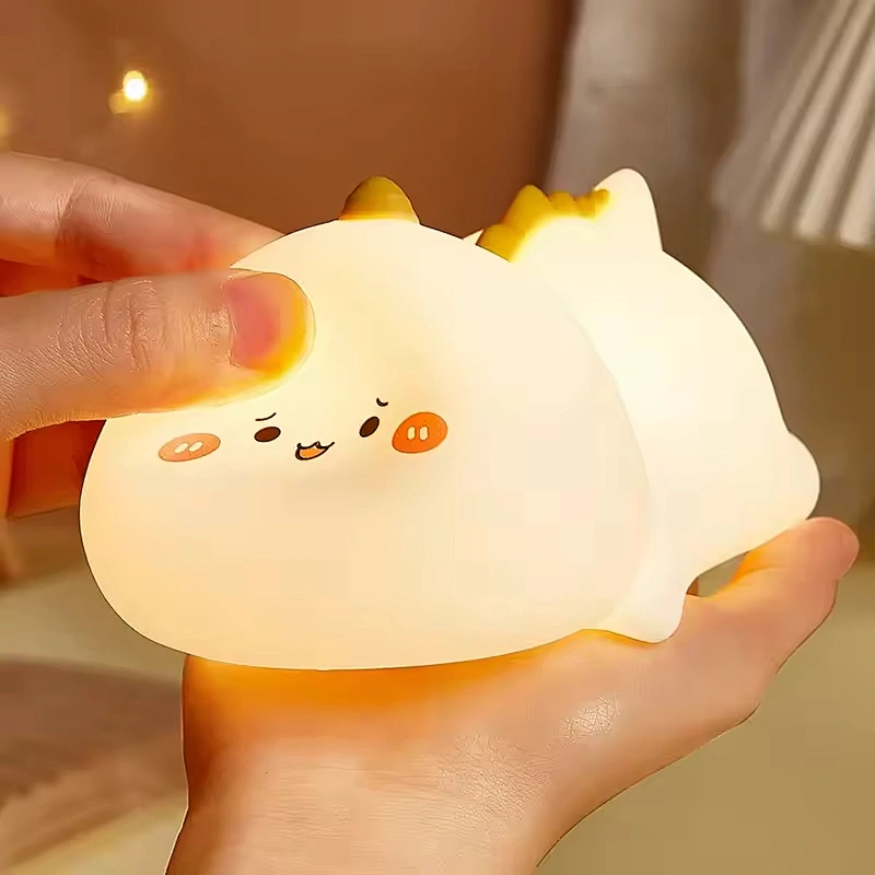 Soft Silicone Little Dinosaur Lamp Rechargeable Night Light for Nursery and Living Room