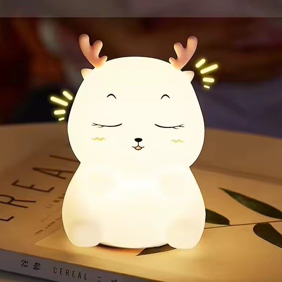 Cute Cartoon Silicone Animal Deer Tap Dimmable Rechargeable USB Led Battery Kids Children Baby Smart Night Light