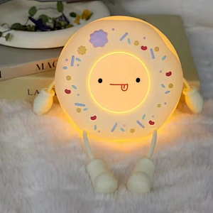 Donut Silicone Night Light LED Lamp Soft Touch Control and Rechargeable for Decoration Children Night Light