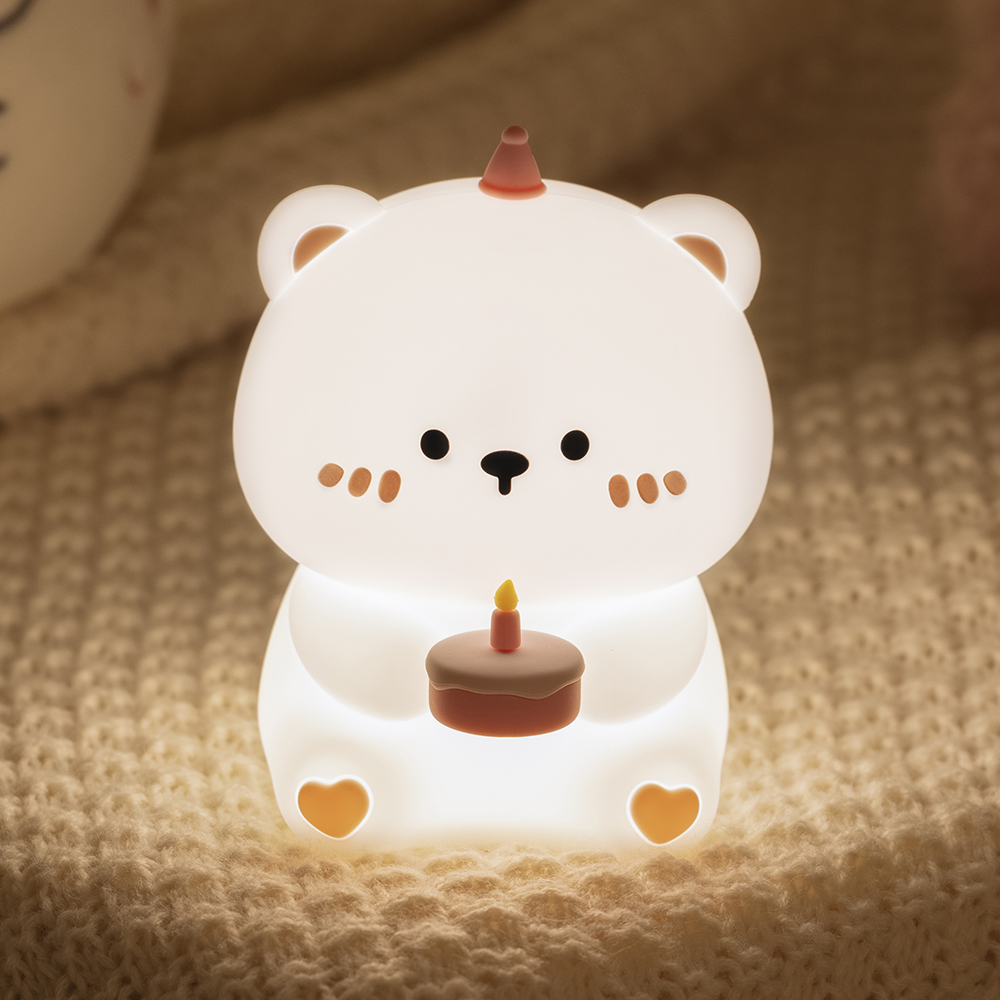 The Silicone Cake Bear Patted the Night Light Cute Timing Three Levels Dimming with Holiday Gift Bedroom Atmosphere Light