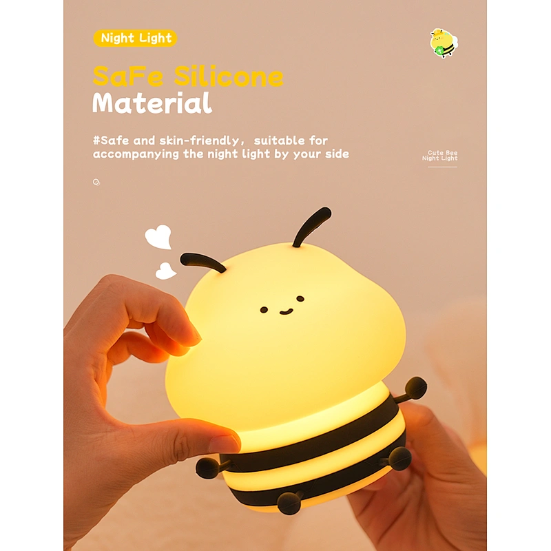 ICARER FAMILY Animals Night Light Colorful Bee Shape Night Lamp for Kids Sleep Night Light