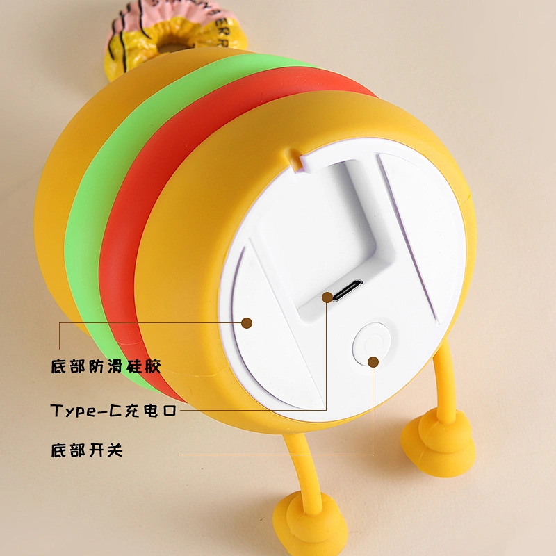 USB Charging Burger Silicone Night Light for Cozy Ambiance Children Night Light