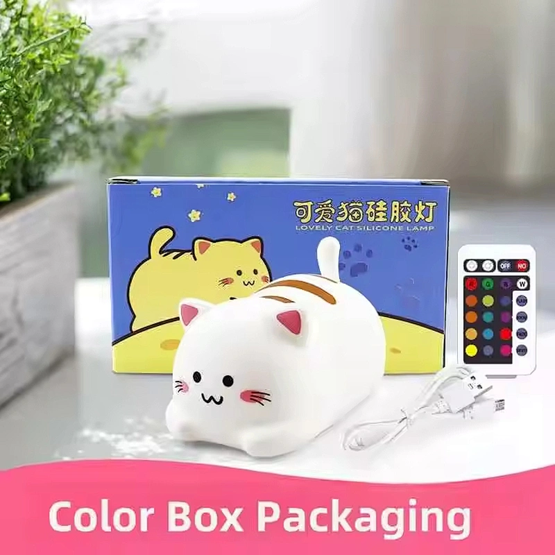Cute Animal Pat Control Creative Gift Table Lamp Bed Room USB Led Night Light Plug Silicone Cat Lamp for Kids Bedroom
