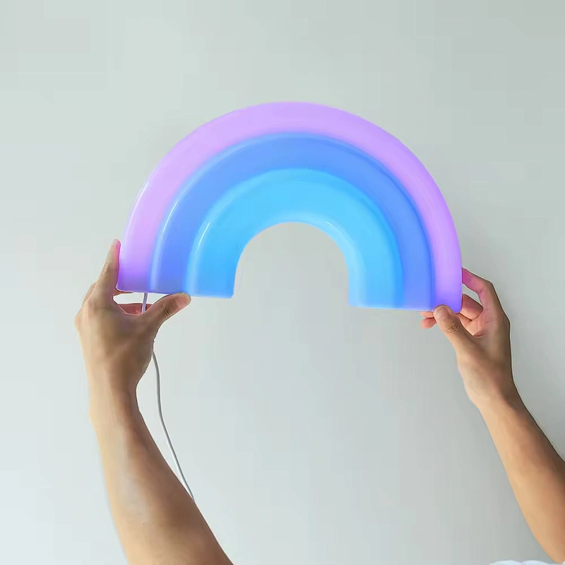 ICARER FAMILY Rainbow Night Light Rechargeable 5V ABS Switch Control Warm Colorful LED for Kids' Bedroom or Hotel