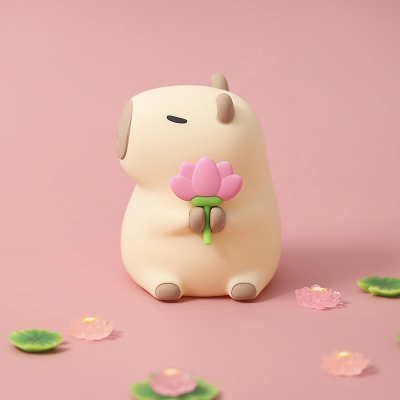 Cute Capybara Night Light Silicone Nightlamp USB Rechargeable Timing Lamp Patting Touch Control Led Lamp for Bedroom Living Room