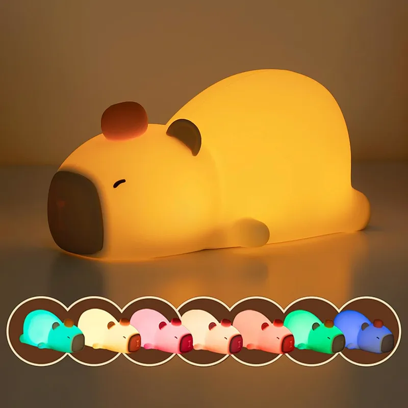 Creative Capybara Night Lamp  Cute Silicone LED Light for Nursery and Desk Decor