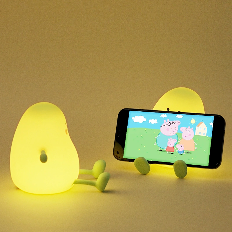 Modern Mango Tulip Table Lamp Rechargeable LED Night Light Warm White Color Changing Feature Silicone Crystal Material Bedroom