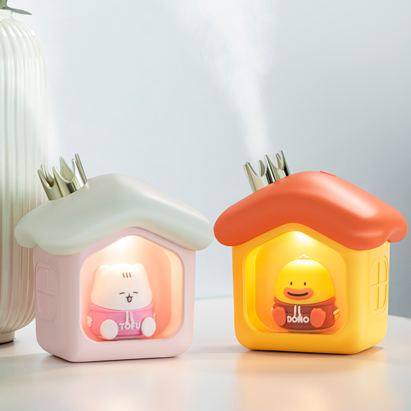 ICARER FAMILY Mini Air Humidifier With Cute Cartoon Design and USB Portable Air Rechargeable Humidifier for Home Use