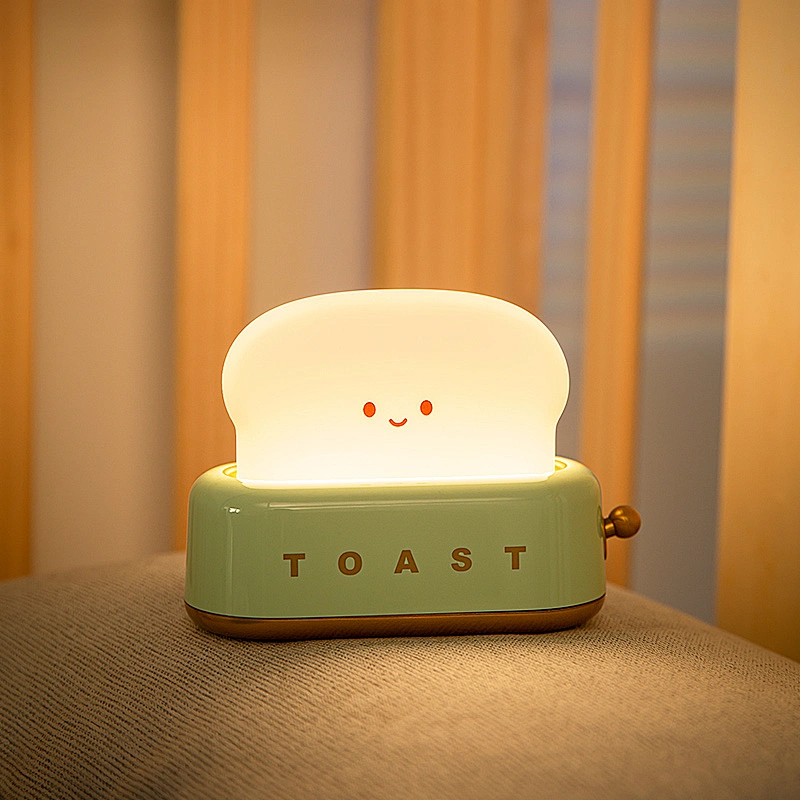 ICARER FAMILY Modern & Cute Mini LED Night Light Rechargeable USB Powered Silicone Bread Maker Shape Bedroom Room PC Material