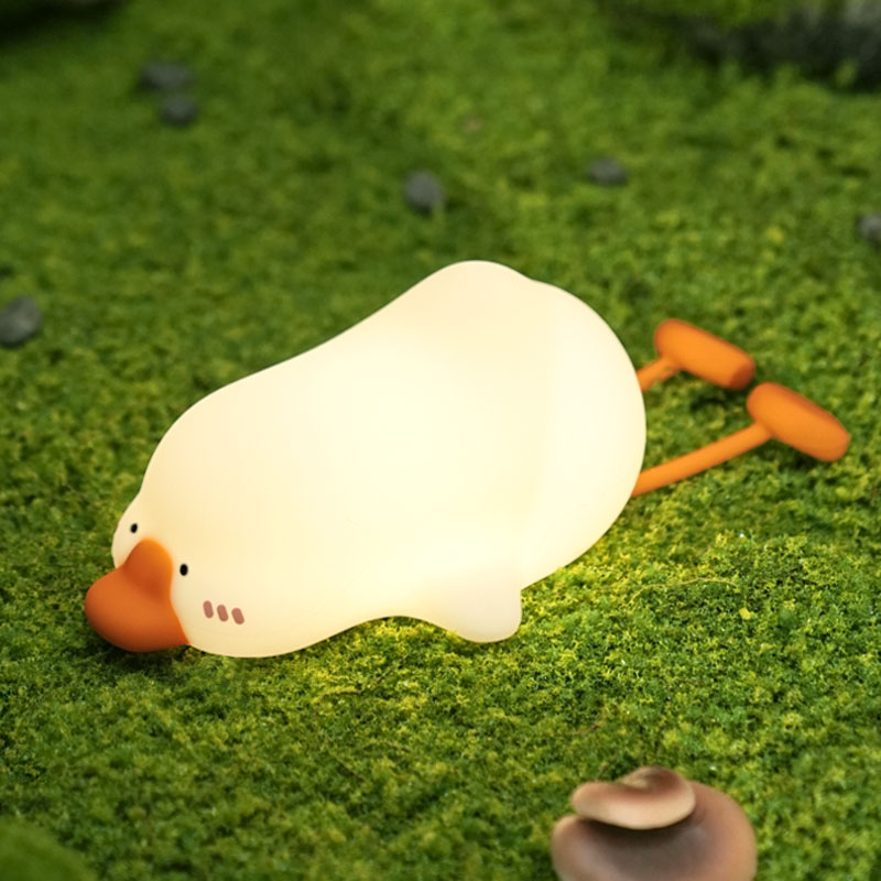 ICARER FAMILY Lying Down Goose Pat Silicon Night Light Baby Kids Smart Silicone Night Light for Kids Room