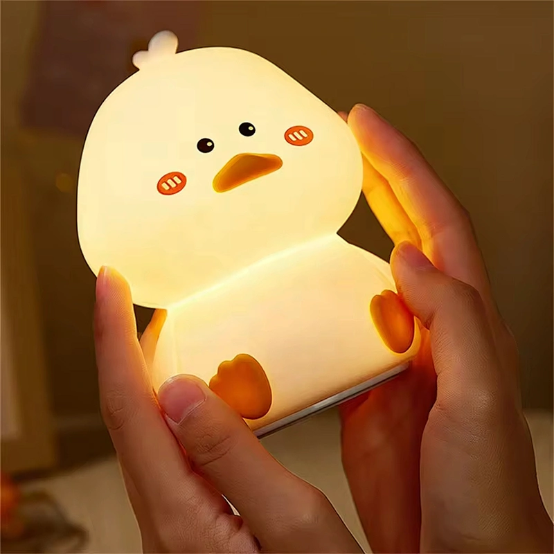 Children Night Light Soft Silicone Cute Duck LED Lamp Rechargeable Night Light for Kids Room and Home Decor