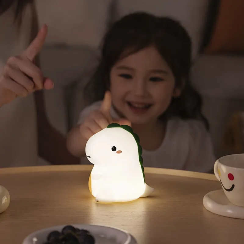 Happy Dinosaur Silicone Light Cartoon Kids Charging Gift Dimming Pat Light Cute Decompression Atmosphere Nightlight Gift