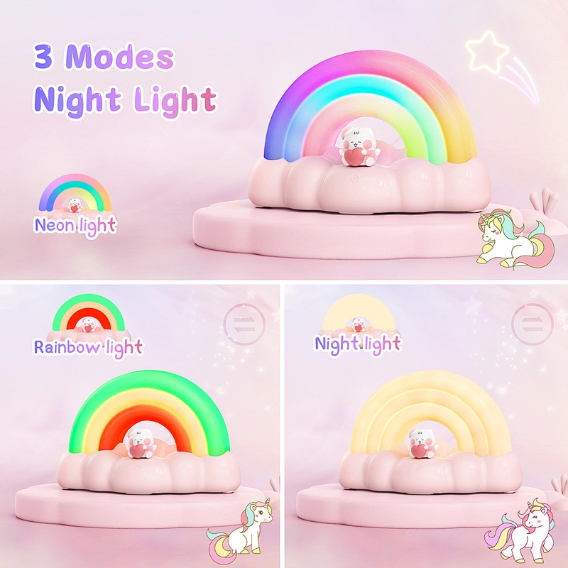 Christmas Gift Rainbow Light 3D Rechargeable Battery Powered Lamp Led Night Light Modern Table Lamp Kids Baby Children