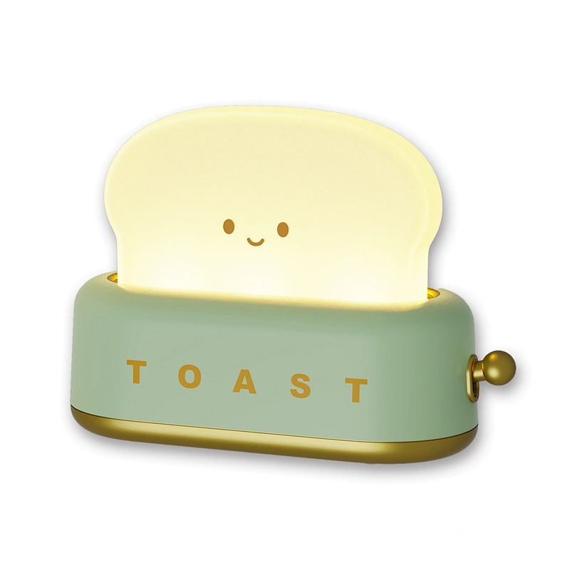 LED Night Light Toaster Modern Design Timer Adjustable Brightness USB Rechargeable Source Best Gift Women Boys Small Bedroom