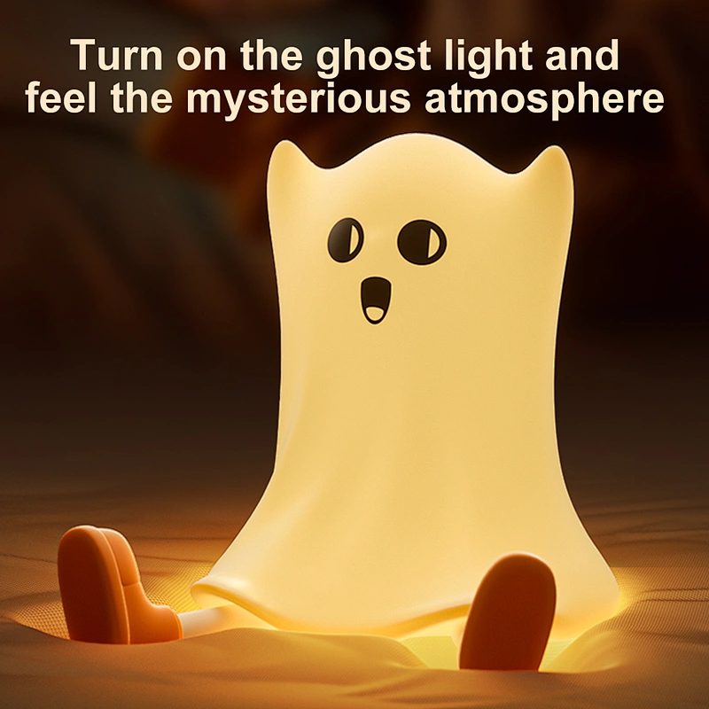 Touch Light Ghost Silicone LED Night Light Cute Rechargeable Lamp for Desk and Bedroom