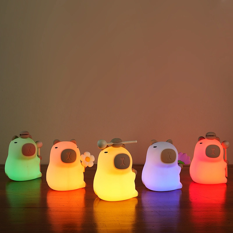 Unique Kids Toys Kapybara Led Table Lamps Dimmable Beds Cute Cartoon Animals Silicone Night Light for Home Decoration