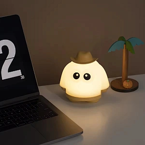 Small Ghost Light Rechargeable LED Night Light Mini Table Design with Touch Desktop Tap for Bedroom or Hotel