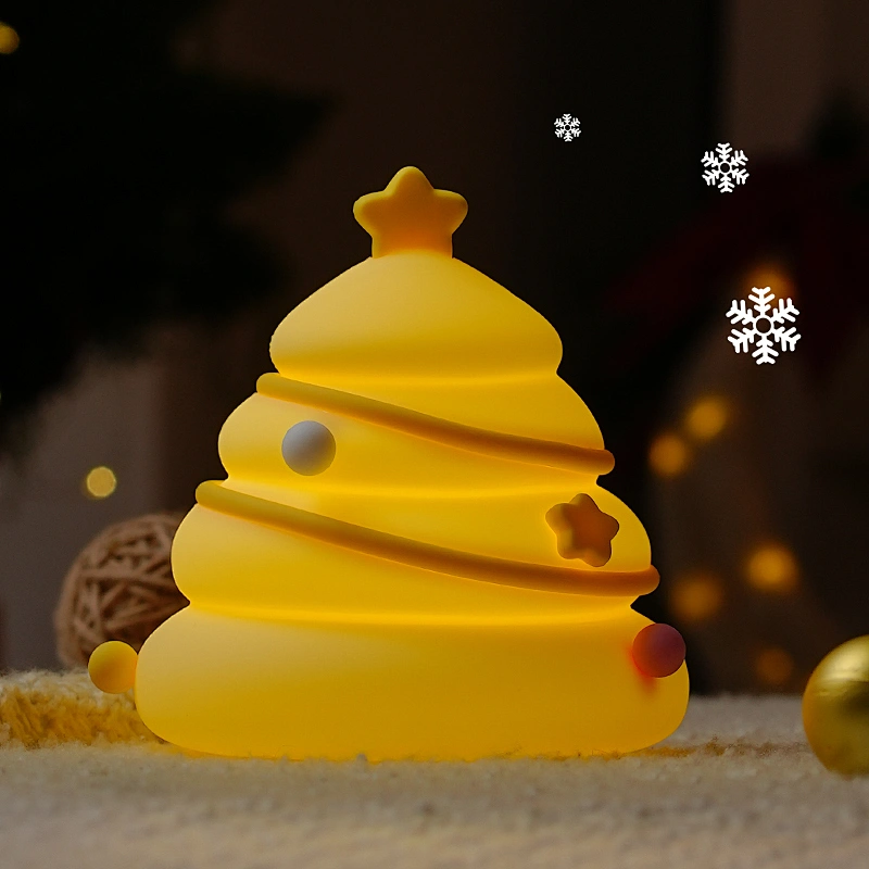Factory Direct Sales Cute Christmas Tree LED Night Light Soft Silicone Mini Lamp for Kids' Sleep Home Use Christmas Gifts