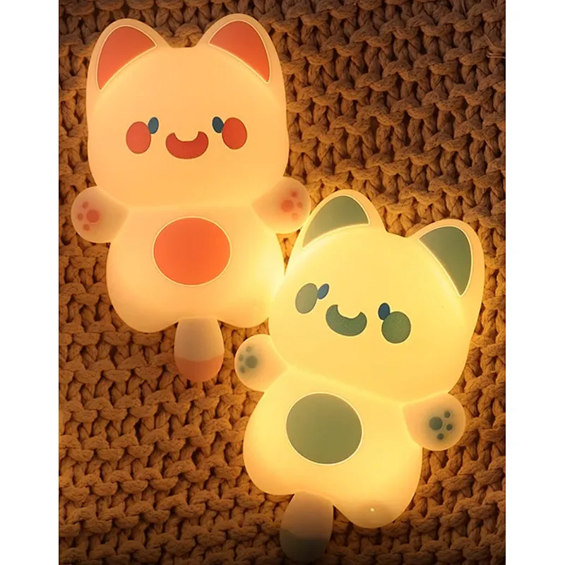 Cat Shaped Cute Gift LED Night Light for Kids Modern Design Mini Sensor Silicone Lamp Desk Bedside Table USB Night Light