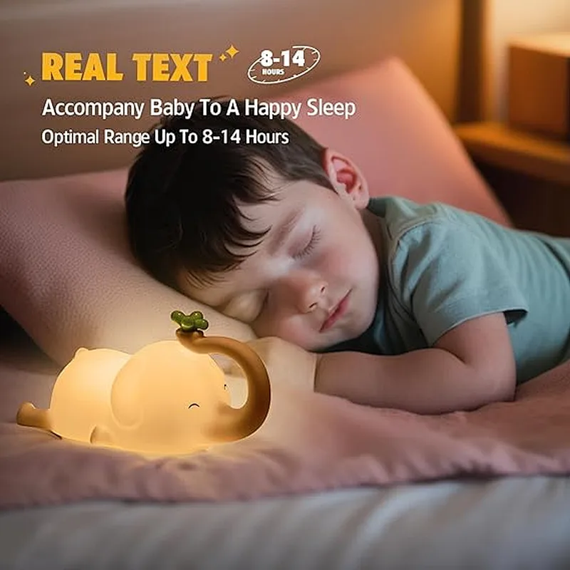 Rechargeable Cute Elephant Silicone Night Light LED Mobile Phone Holder Clapping Lamp Mini Sizes for Kids Room