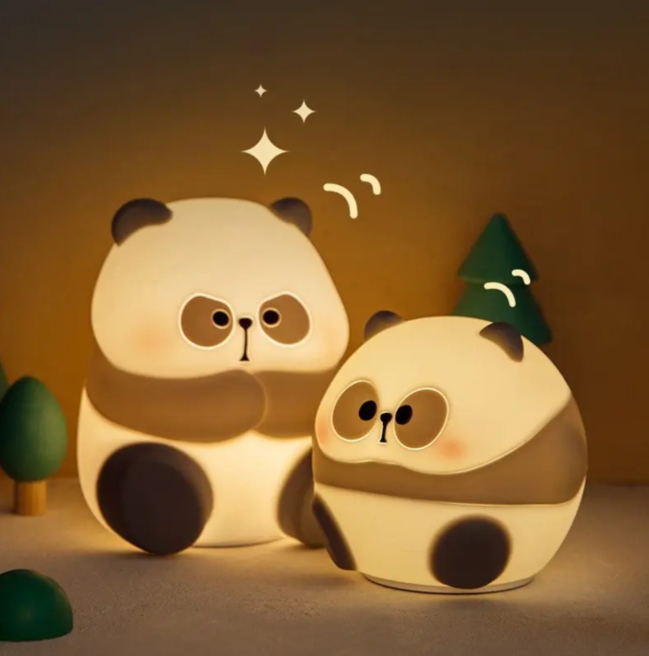 Charming Panda LED Night Lamp with Dark Circle Detail and Soft Peaceful Light for Kids