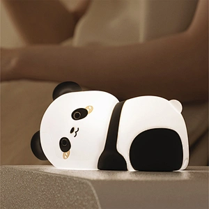 Cute Christmas Gift Panda Tap Silicone USB Led Plud in Nursery Colorful Lights for Bedroom Rechargeable Night Lamp for Kids