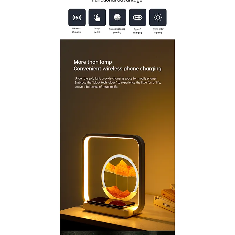 Flowing Sand Art Lamp  Unique LED Table Light for Bedroom and Office Decoration
