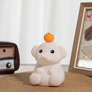 ICARER Cute Elephant LED Night Light USB Rechargeable Clap Lamp for Kids' Bedroom Soft Silicone Bedside Lamp with Touch Control