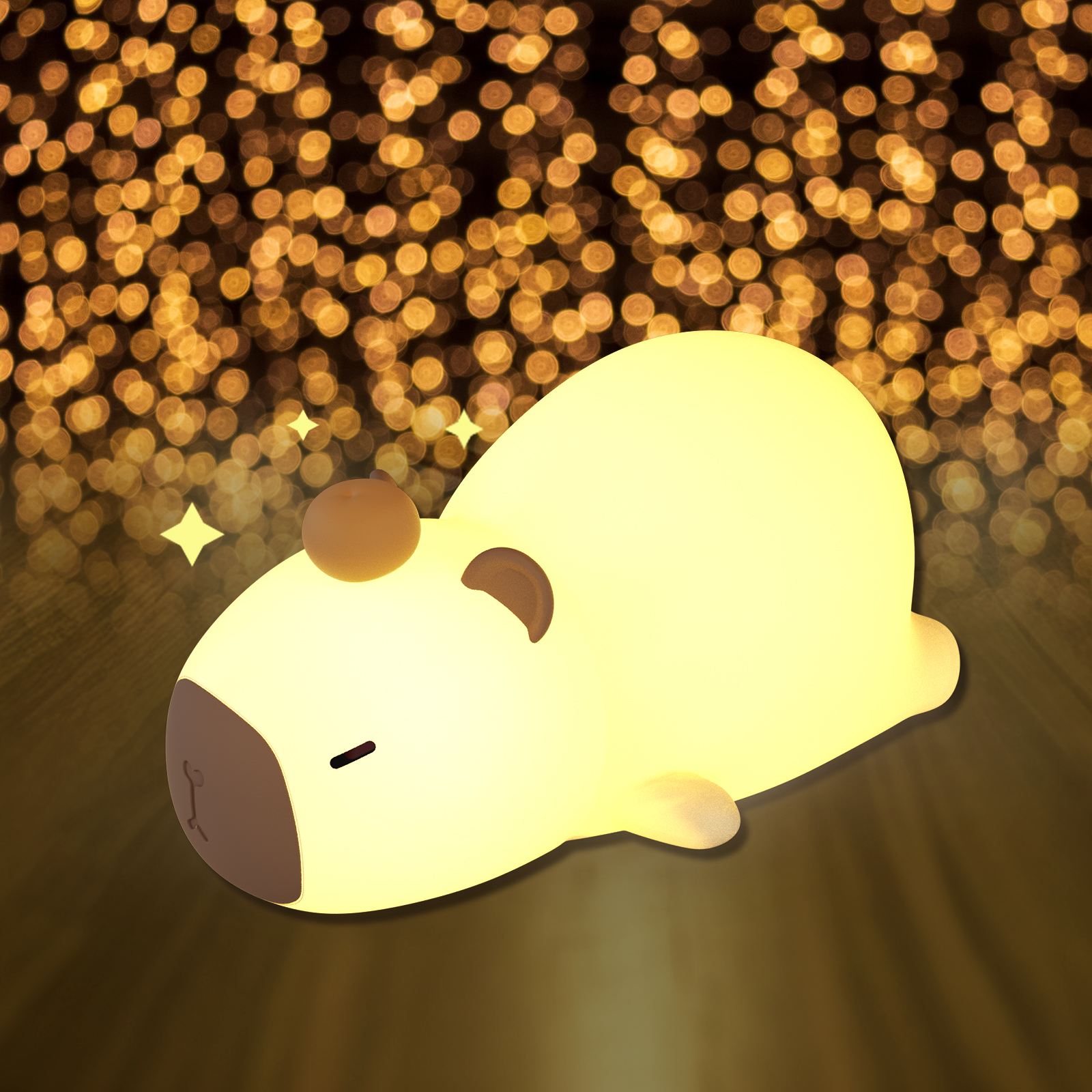 Creative Capybara Night Lamp  Cute Silicone LED Light for Nursery and Desk Decor