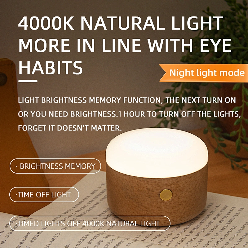 Multifunctional Oil Aroma Diffuser Rechargeable Bed Room Decoration Smart Wood Light Led Custom Cute Bedside Lamp for Home