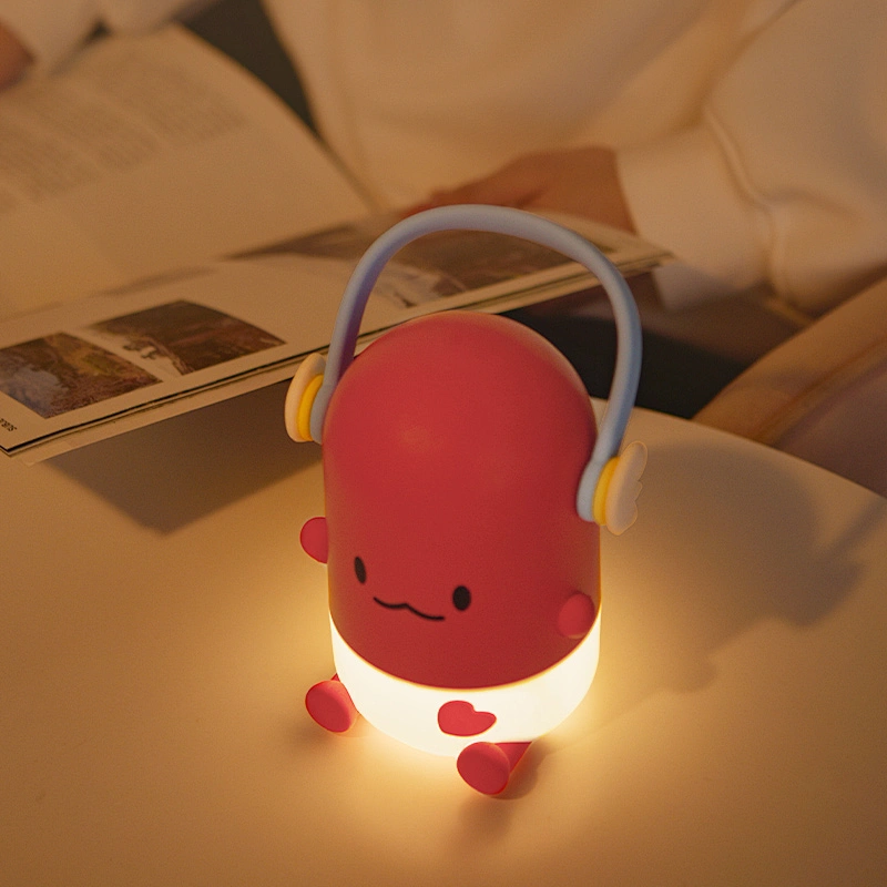 ICARER FAMILY Cute Animal LED Night Lamp Rechargeable Smart Night Light Warmth Projection Kids' Bedroom Table Lamp Touch Switch