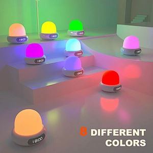 ICARER FAMILY Modern Rechargeable LED Clock Night Light Mini Silicone Lamp for Bedroom with Timable