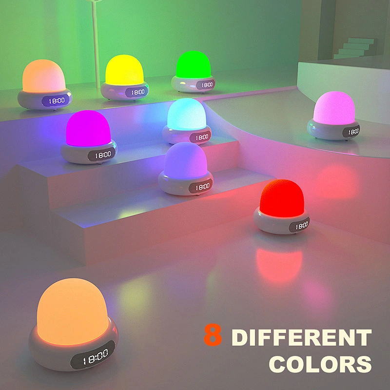 ICARER FAMILY Modern Rechargeable LED Clock Night Light Mini Silicone Lamp for Bedroom with Timable